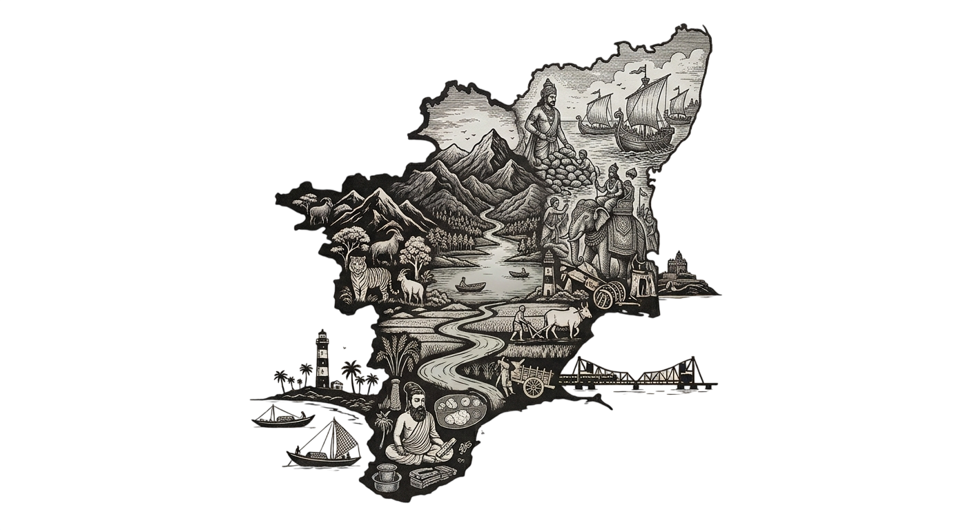 Illustrated map of Tamil Nadu
